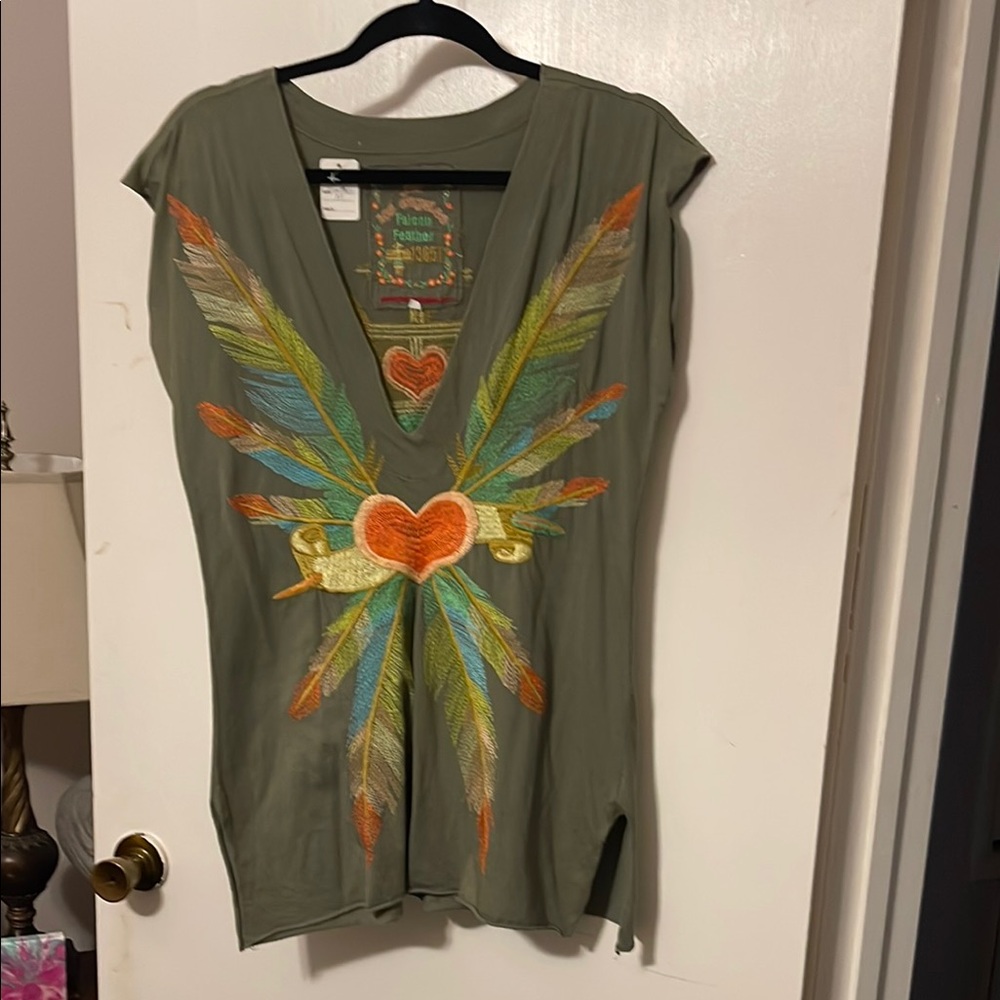 Green Graphic Cut Out Tunic Top